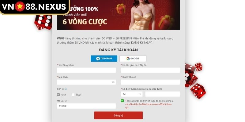 Đăng ký tài khoản cá cược
