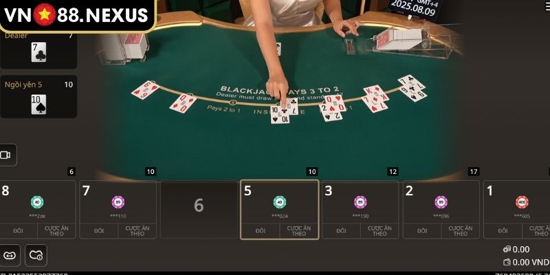 Tham gia ván Blackjack trực tuyến