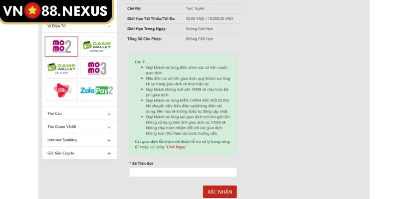 Một số lưu ý cần nắm khi thao tác nạp tiền vào VN88
