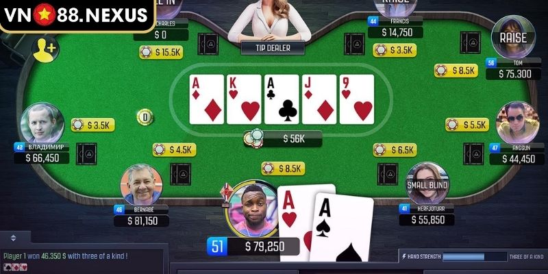 Các hành động sử dụng trong game Poker VN88
