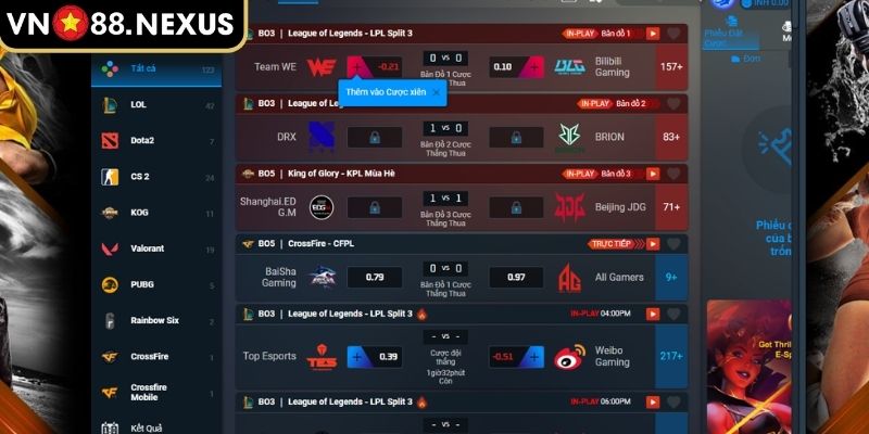 Tham gia cá cược eSports